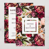 Romantische Chrysanthemum op Cameo Beige Save Date Kaart (Voorkant / Achterkant)