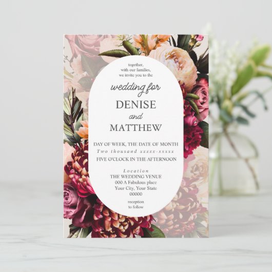 Romantische Chrysanthemum op Cameo Beige Wedding Kaart (Staand voorkant)