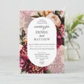 Romantische Chrysanthemum op Mauve Chalk Wedding Kaart (Staand voorkant)