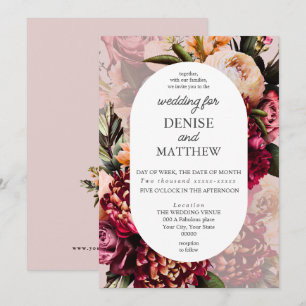 Romantische Chrysanthemum op Mauve Chalk Wedding Kaart