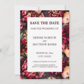 Romantische Chrysanthemum op Midnight Plum Save Da Kaart (Achterkant)