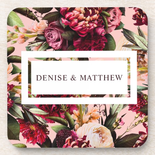 Romantische Chrysanthemum op Roze Gossamer Bier Onderzetter (Voorkant)