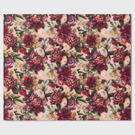 Romantische Chrysanthemum op Roze Gossamer Cadeaupapier