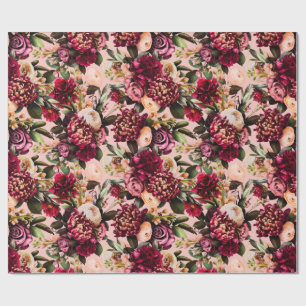 Romantische Chrysanthemum op Roze Gossamer Cadeaupapier