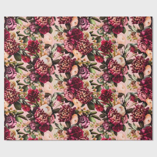 Romantische Chrysanthemum op Roze Gossamer Cadeaupapier (Vlak)