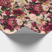 Romantische Chrysanthemum op Roze Gossamer Cadeaupapier (Hoek)