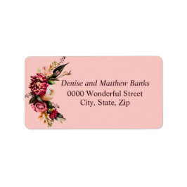 Romantische Chrysanthemum op Roze Gossamer Etiket