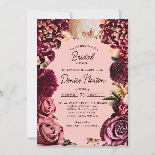 Romantische Chrysanthemum op Roze Gossamer Kaart (Voorkant)