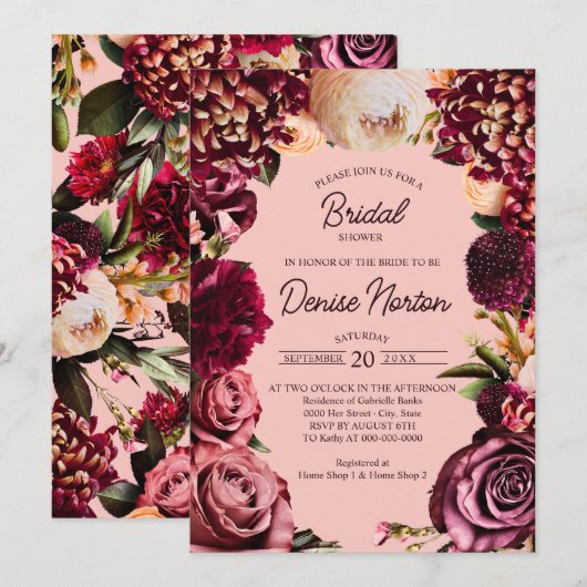 Romantische Chrysanthemum op Roze Gossamer Kaart (Voorkant / Achterkant)