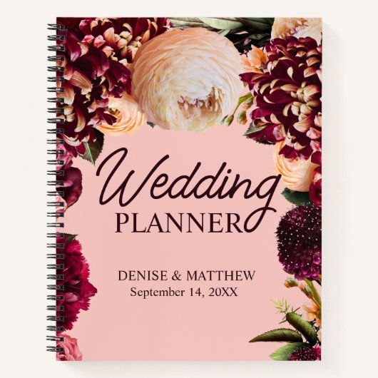 Romantische Chrysanthemum op Roze Gossamer Notitieboek (Voorkant)