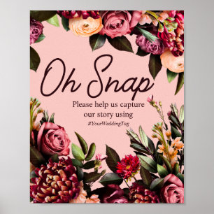 Romantische Chrysanthemum op Roze Gossamer Poster