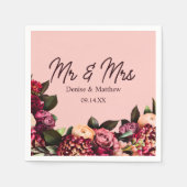 Romantische Chrysanthemum op Roze Gossamer Servet (Voorkant)