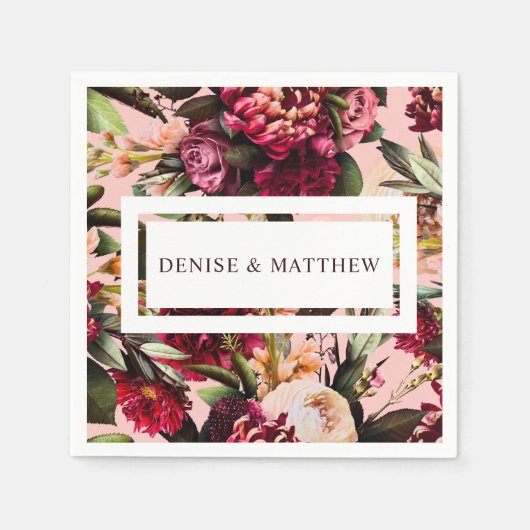 Romantische Chrysanthemum op Roze Gossamer Servet (Voorkant)