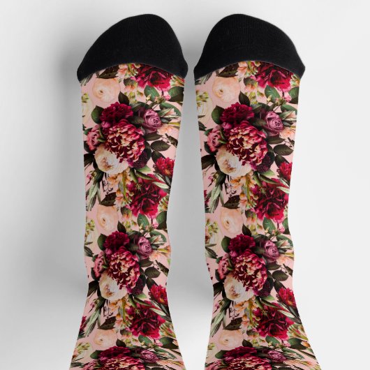 Romantische Chrysanthemum op Roze Gossamer Sokken (Top)