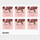 Romantische Chrysanthemum op Roze Gossamer Vierkante Sticker (Vel)