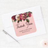 Romantische Chrysanthemum op Roze Gossamer Vierkante Sticker (Envelop)