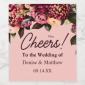 Romantische Chrysanthemum op Roze Gossamer Wijn Etiket (Enkel label)