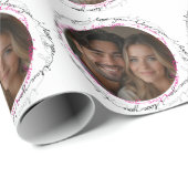 Romantische cirkelfoto met liefdesboodschap cadeaupapier (Rol Hoek)
