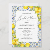 Romantische citroenen en blauwe Tegels Vrijgezelle Kaart (Voorkant)