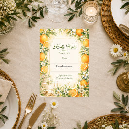 Romantische Citrus Bruiloft RSVP Kaartje
