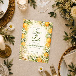 Romantische Citrus Bruiloft Save The Date