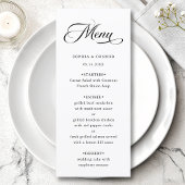 Romantische Classy Calligraphy Trouwen Zwart & Wit Menu