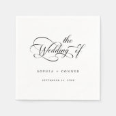Romantische Classy Calligraphy Trouwen Zwart & Wit Servet (Voorkant)