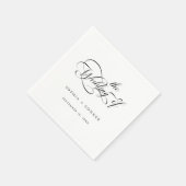 Romantische Classy Calligraphy Trouwen Zwart & Wit Servet (Hoek)