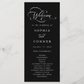 Romantische Classy Calligraphy Wedding Black Cerem Programmakaart (Voorkant)