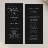 Romantische Classy Calligraphy Wedding Black Cerem Programmakaart