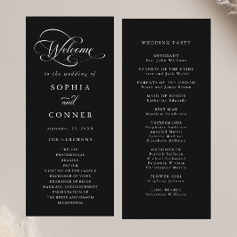 Romantische Classy Calligraphy Wedding Black Cerem Programmakaart