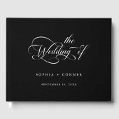Romantische Classy Calligraphy Wedding Black Gastenboek (Voorkant)