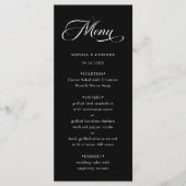 Romantische Classy Calligraphy Wedding Black Menu (Voorkant)