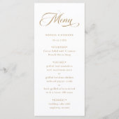 Romantische Classy Calligraphy Wedding Gold & Whit Menu (Voorkant)