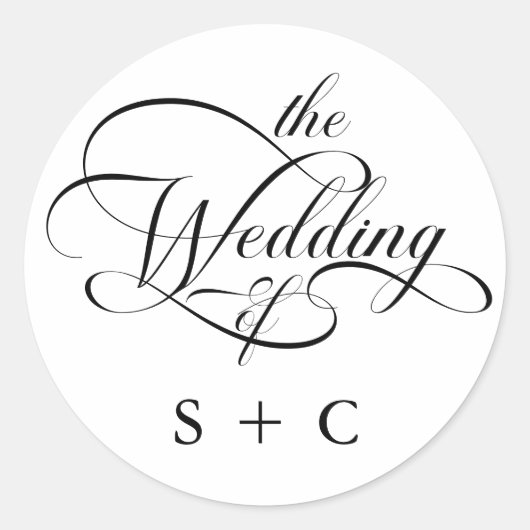 Romantische Classy Calligraphy Wedding Ronde Sticker (Voorkant)