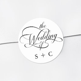Romantische Classy Calligraphy Wedding Ronde Sticker