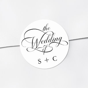 Romantische Classy Calligraphy Wedding Ronde Sticker