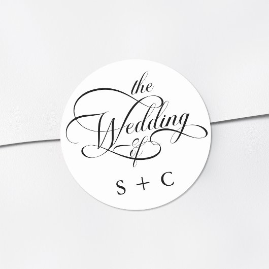 Romantische Classy Calligraphy Wedding Ronde Sticker