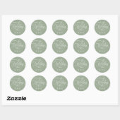 Romantische Classy Calligraphy Wedding Sage Green Ronde Sticker (Vel)