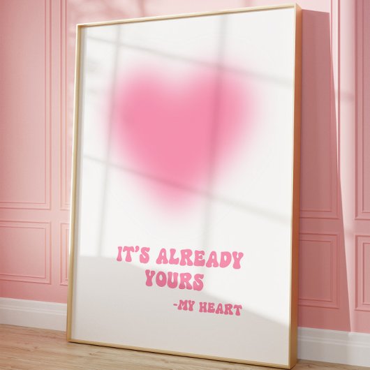 Romantische Coquette Roze Hart Esthetische Print