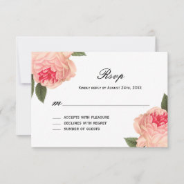 Romantische Coral Peonie met Stripes RSVP-kaarten RSVP Kaartje