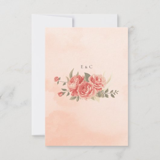 Romantische Coral Rozen Waterverf QR Code Huwelijk RSVP Kaartje (Achterkant)