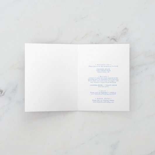 Romantische Cornflower Blue Calligraphy Wedding (Binnen)