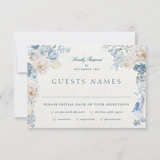 Romantische Cotswolds Winter Bloemen Huwelijk RSVP Kaartje (Voorkant)