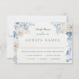 Romantische Cotswolds Winter Bloemen Huwelijk RSVP Kaartje