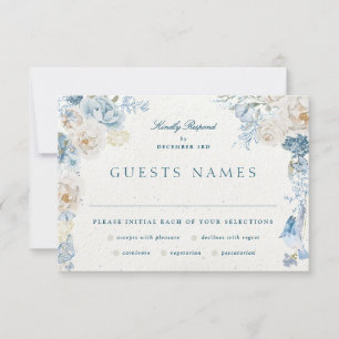 Romantische Cotswolds Winter Bloemen Huwelijk RSVP Kaartje
