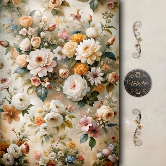 Romantische Cottage Bloem Decoupage Tissuepapier