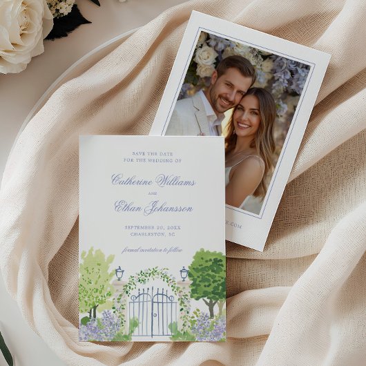 Romantische cottage bruiloft save the date