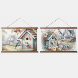 Romantische Cottage Vogelhuis Bloemen Dreamscape Hangend Wandkleed