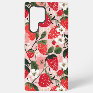 Romantische Cottagecore Strawberry Botanical Samsung Galaxy Hoesje